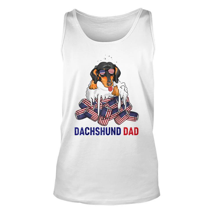 Dachshund Dad Beer Drinking 4Th Of July Us Flag Patriotic  Unisex Tank Top