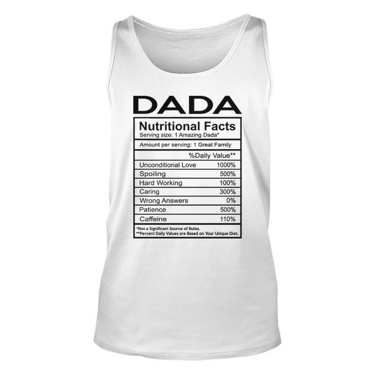 Dada Grandpa Gift   Dada Nutritional Facts Unisex Tank Top