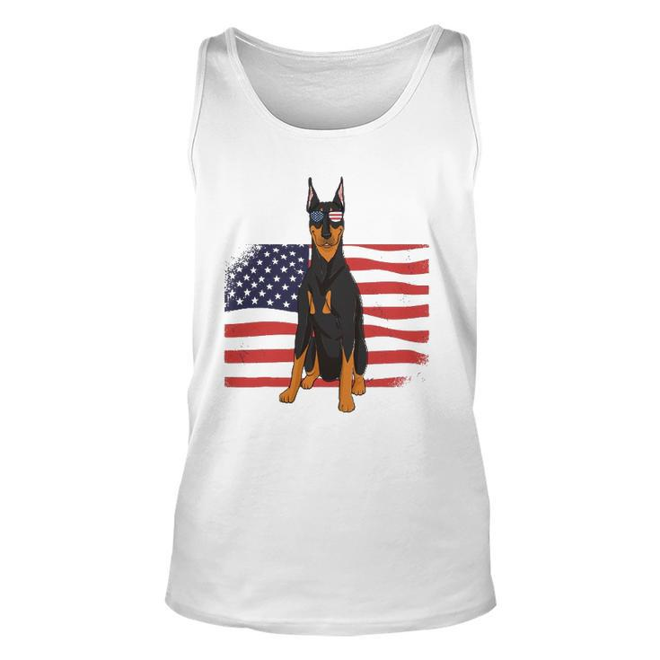 Doberman Dad & Mom American Flag 4Th Of July Usa Funny Dog Unisex Tank Top
