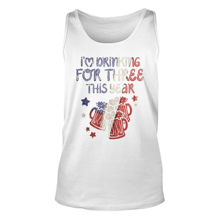 Drinking For Three Funny Baby 4Th Of July Pregnancy Soon Dad  Unisex Tank Top