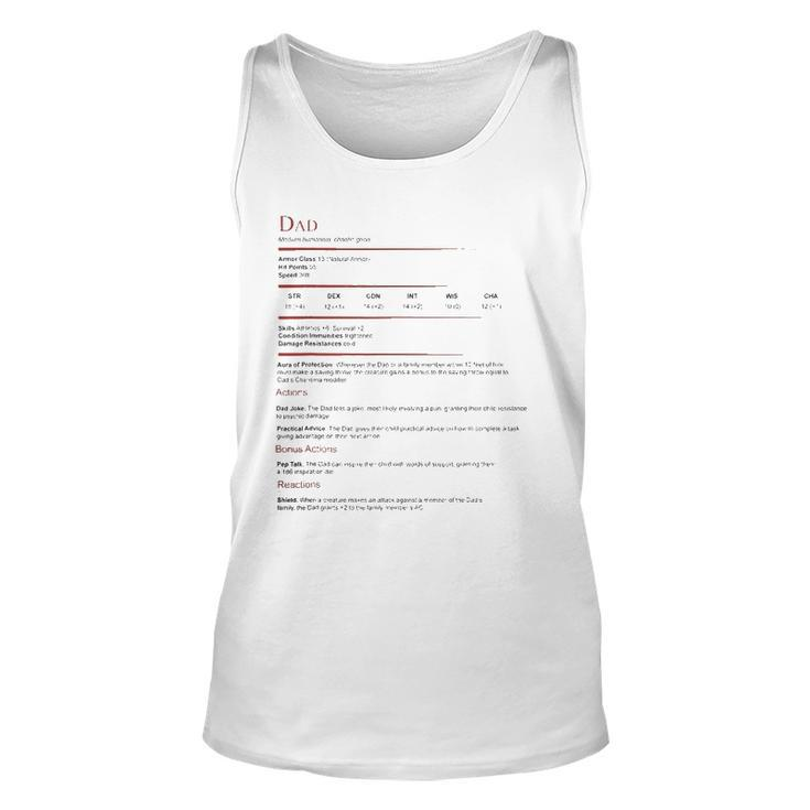 Dungeons And Rpg Dragons Dad Stat Fathers Day Unisex Tank Top