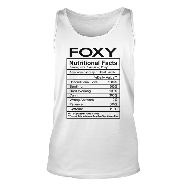 Foxy Grandma Gift   Foxy Nutritional Facts Unisex Tank Top