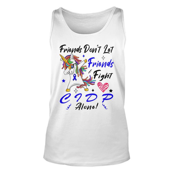 Friends Dont Let Friends Fight Chronic Inflammatory Demyelinating Polyneuropathy Cidp Alone  Unicorn Blue Ribbon  Cidp Support  Cidp Awareness Unisex Tank Top