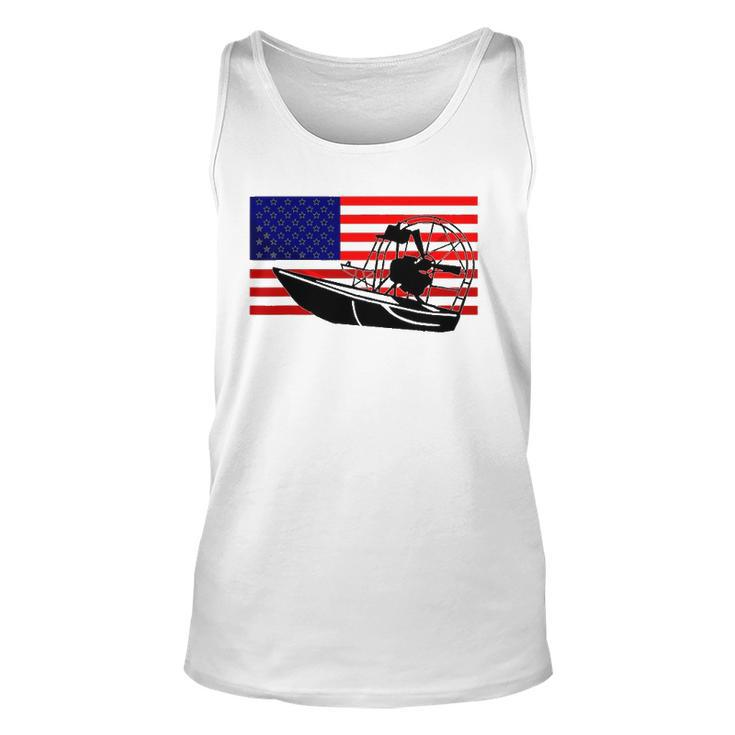 Funny Airboat Us Flag Gift For Men Cool 4Th Of July Captain Unisex Tank Top