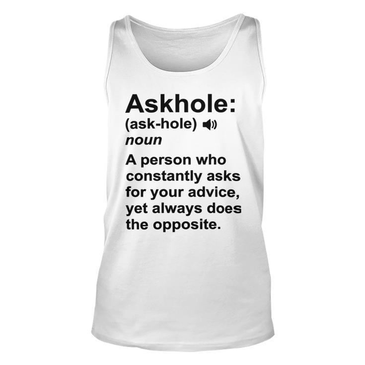 Funny Askhole Definition Dictionary Word Gag Sarcastic V4 Unisex Tank Top