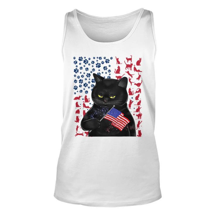 Funny Black Cat Independence Flag 633 Shirt Unisex Tank Top