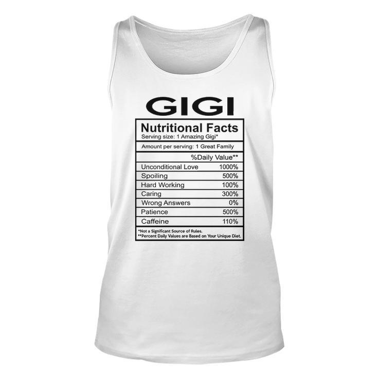 Gigi Grandma Gift   Gigi Nutritional Facts Unisex Tank Top
