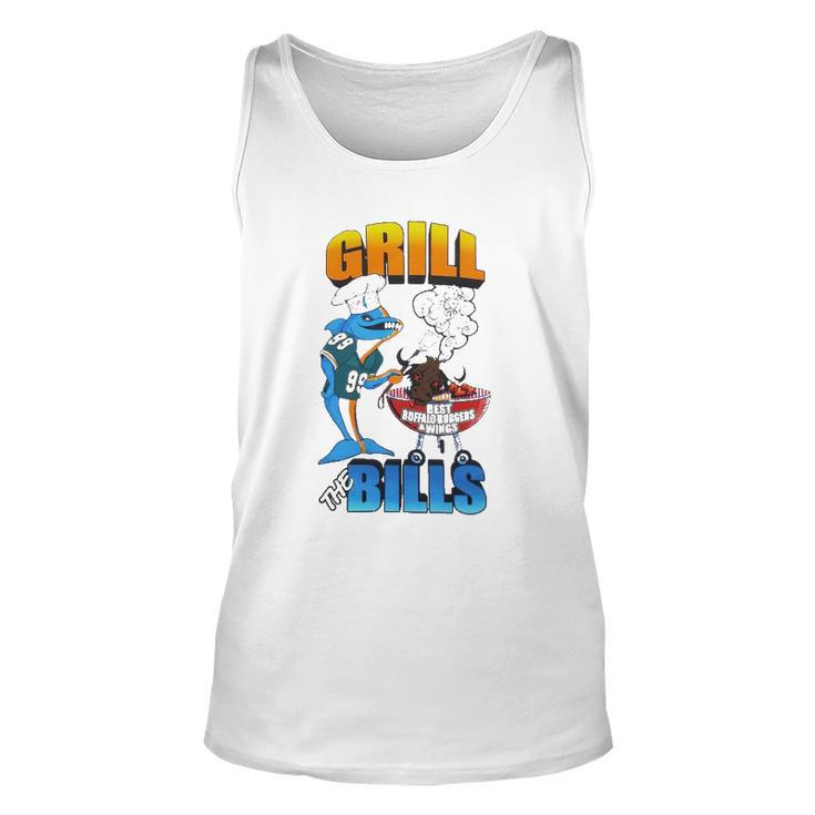 Grill The Bills Dolphin Chef Best Buffalo Burgers And Wings Unisex Tank Top