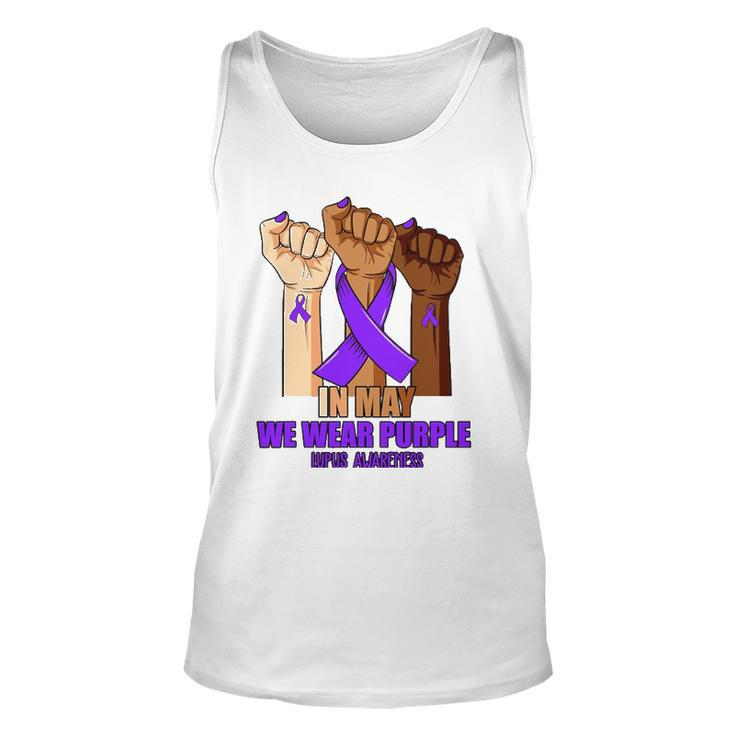 Hand In May We Wear Purple Lupus Awareness Month Unisex Tank Top