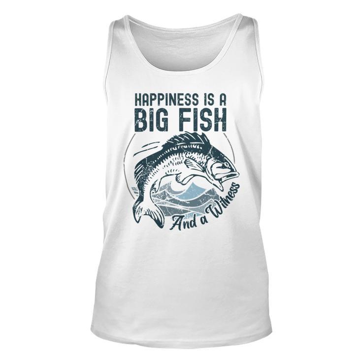 Happiness Is A Big Fish And A Witness Fisherman Dad Blue Unisex Tank Top