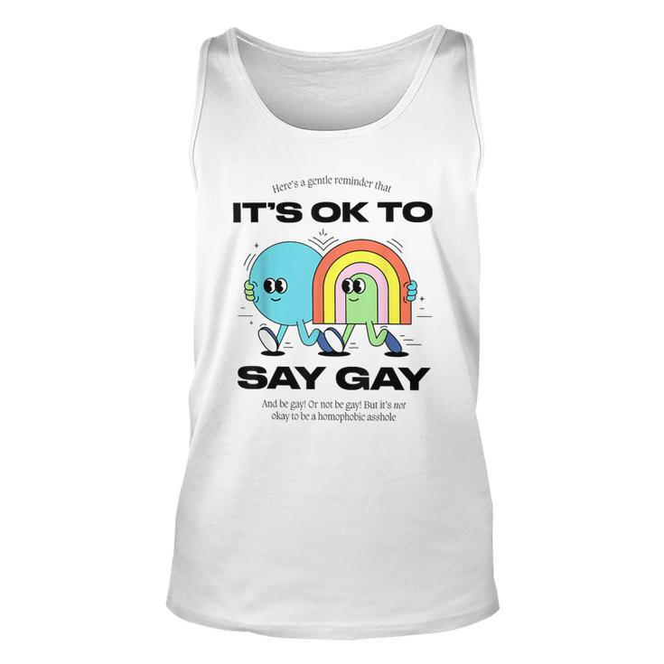 Its Ok To Say Gay Florida Lgbt Gay Pride Protect Trans Kids Tank Top