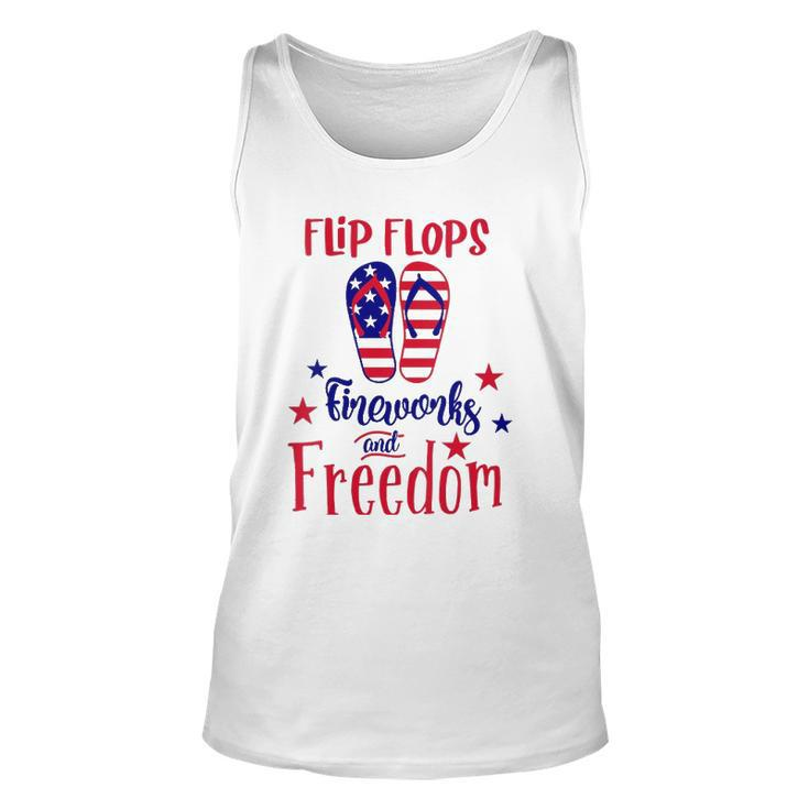 Womens July 4Th Flip Flops Fireworks & Freedom 4Th Of July Party V-Neck Tank Top