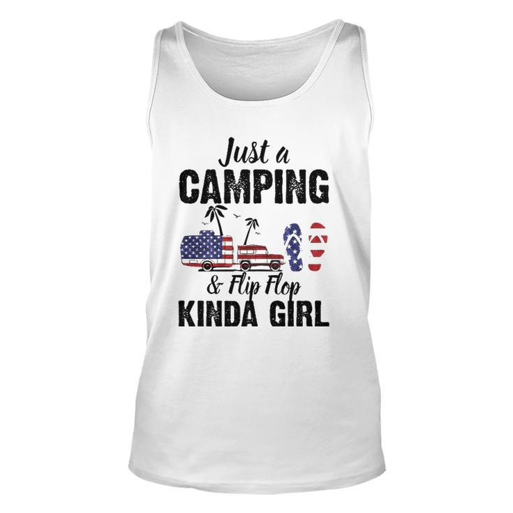 Just A Camping And Flip Flop Kinda Girl 4Th Of July Unisex Tank Top