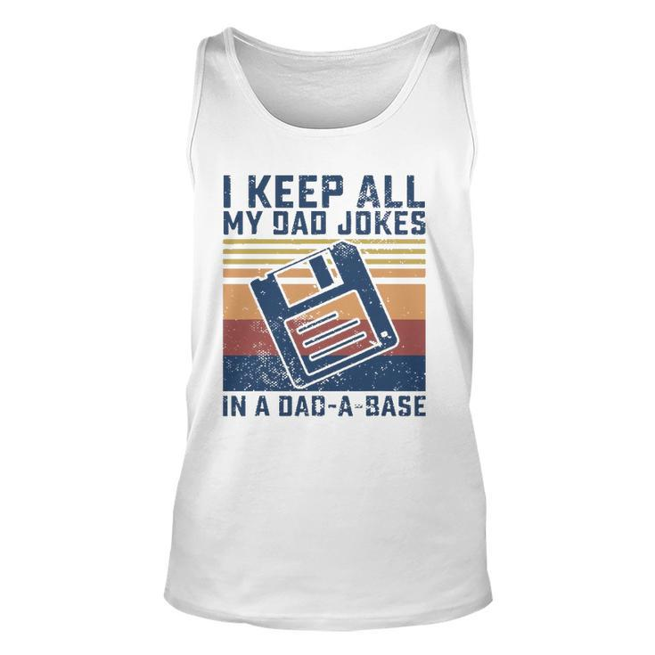 Mens I Keep All My Dad Jokes In A Dad-A-Base Vintage Father Dad Tank Top