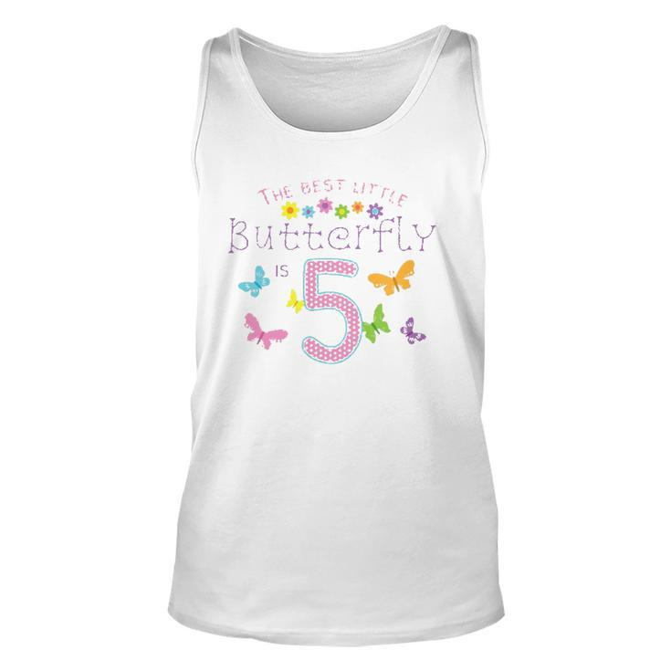Kids 5Th Fifth Birthday Party Cake Little Butterfly Flower Fairy Tank Top