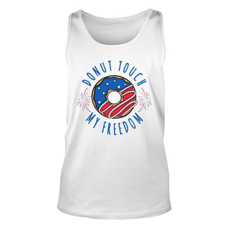 Kids Donut Touch My Freedom  Funny Fourth Of July  Unisex Tank Top