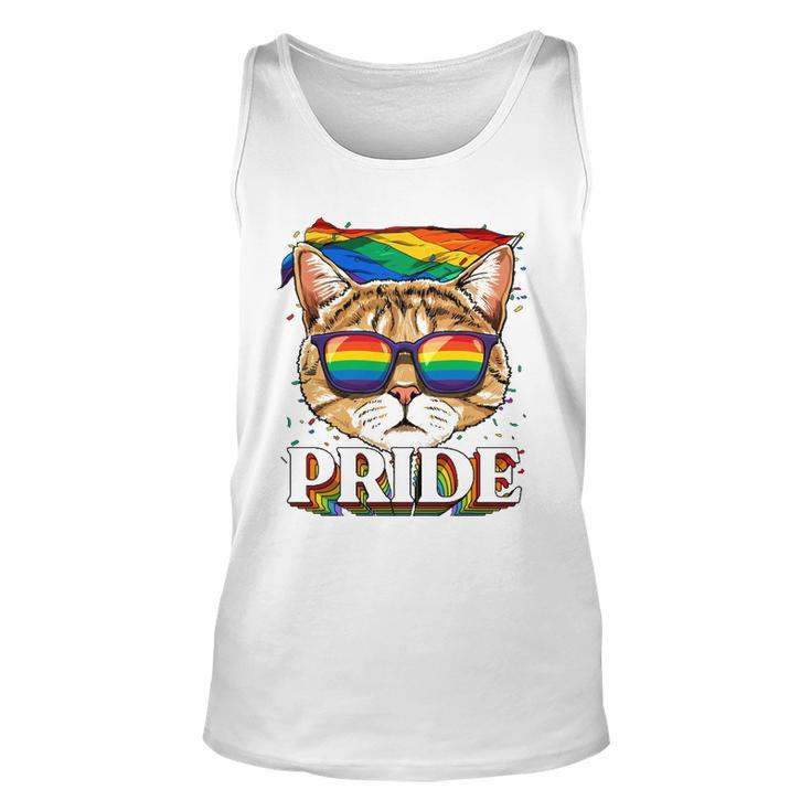 Lgbt Cat Gay Pride Lgbtq Rainbow Flag Sunglasses Unisex Tank Top