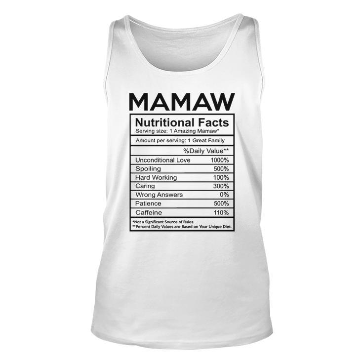 Mamaw Grandma Gift   Mamaw Nutritional Facts Unisex Tank Top