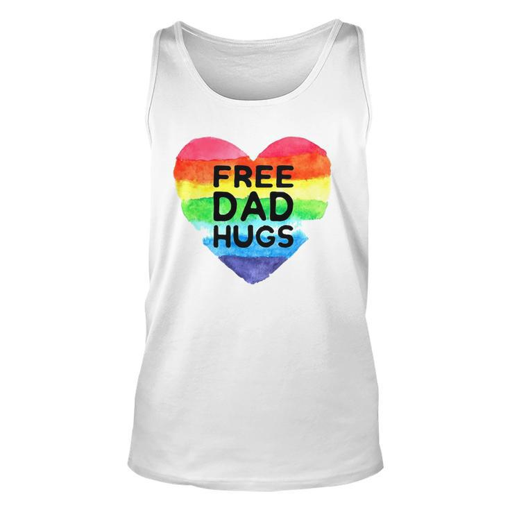 Mens Free Dad Hugs  Rainbow Heart Flag Gay Lgbt Pride Month Unisex Tank Top