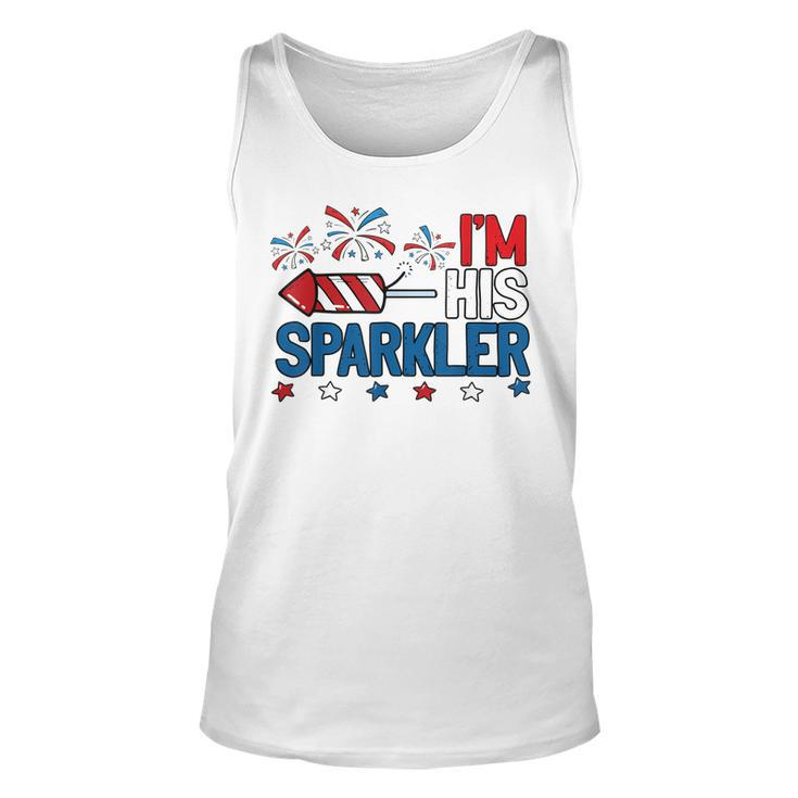 Mens Im His Sparkler Funny 4Th Of July Matching Couples For Her  Unisex Tank Top
