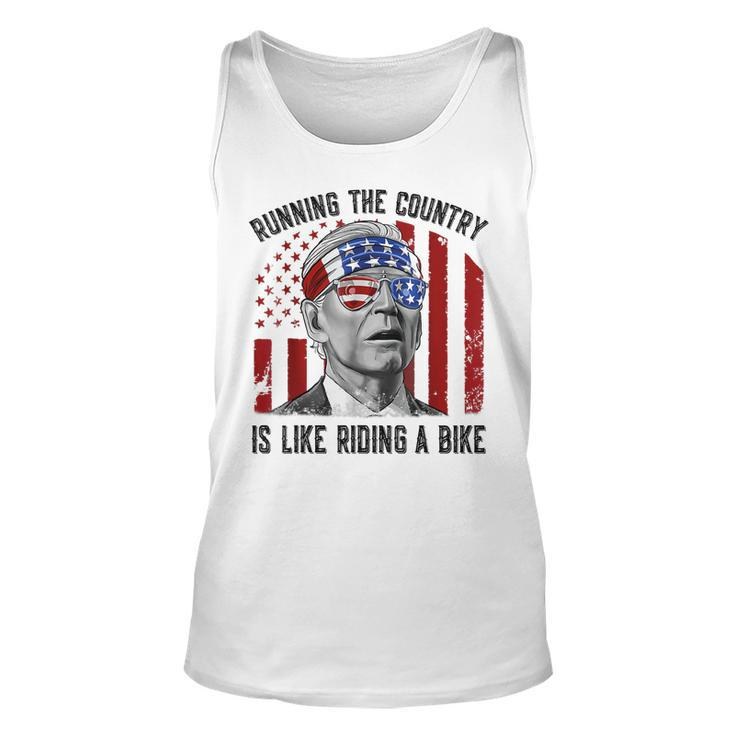 Merry 4Th Of July Joe Biden Falling Off His Bicycle Funny  Unisex Tank Top