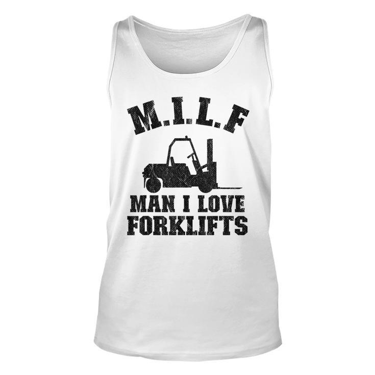 MILF Man I Love Forklifts Jokes Funny Forklift Driver  Unisex Tank Top