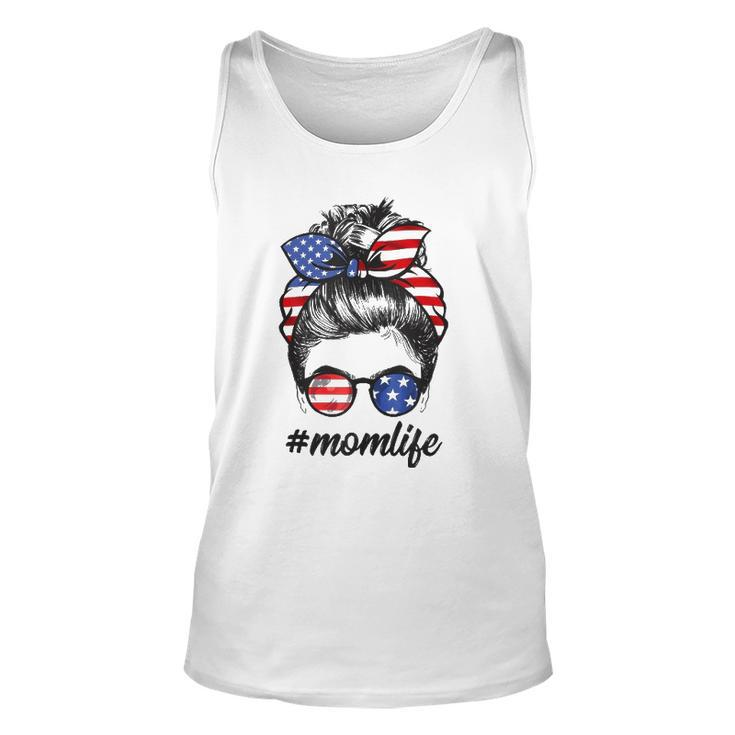 Mom Life Messy Bun America Flag Mothers Day 4Th Of July  Unisex Tank Top