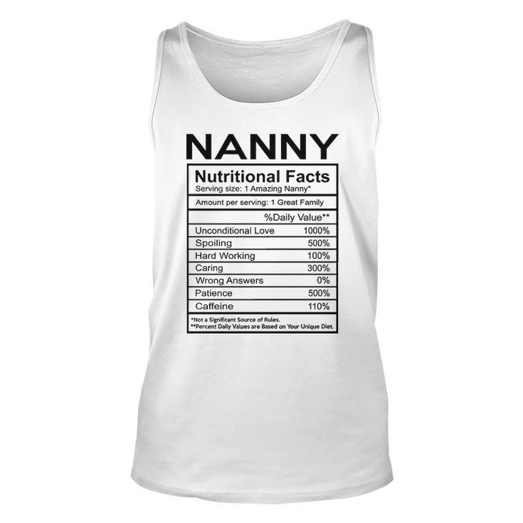 Nanny Grandma Gift   Nanny Nutritional Facts Unisex Tank Top