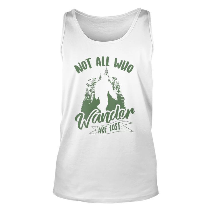Womens Not All Who Wander Are Lost Yeti Lovers Bigfoot Tank Top