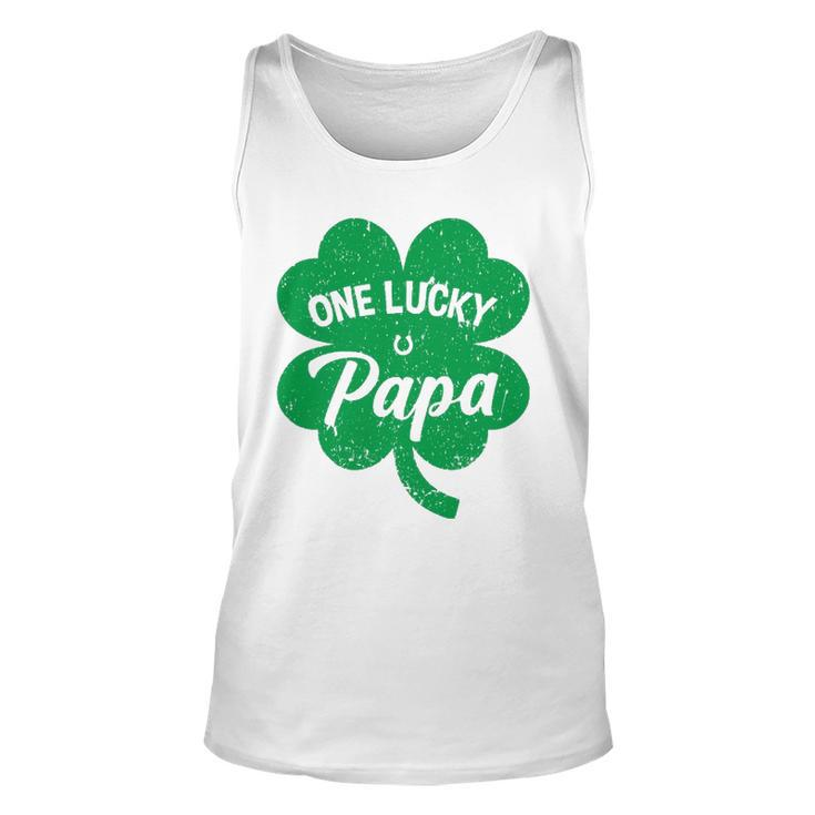 Mens One Lucky Papa Shamrock Four Leaf Clover St Patricks Day Mom Tank Top