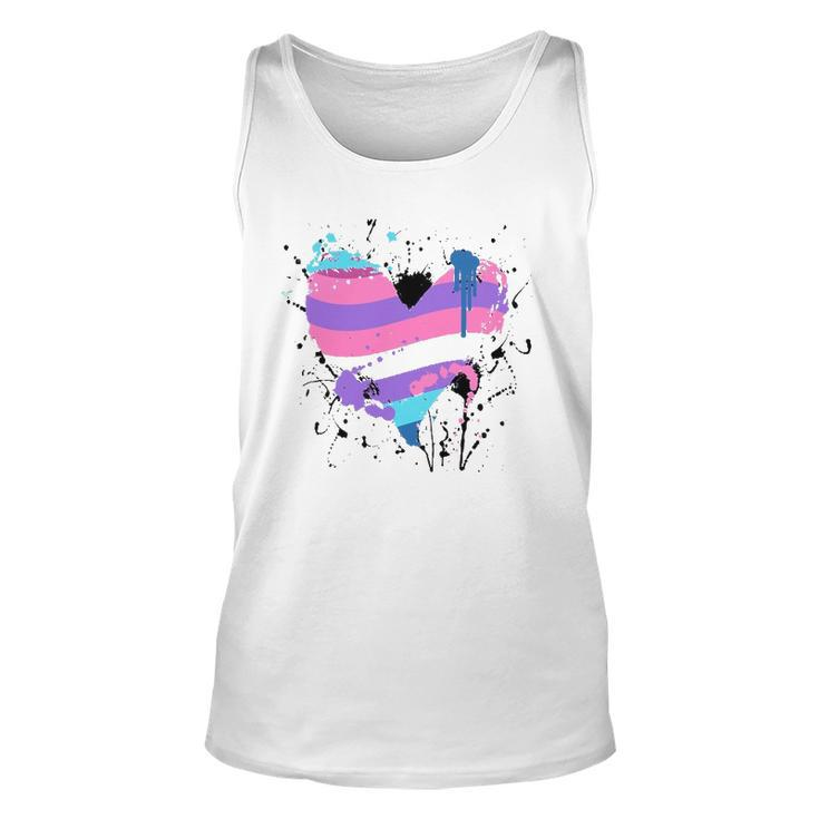 Paint Splash Bigender  Heart Gender Bigender Pride Flag Unisex Tank Top