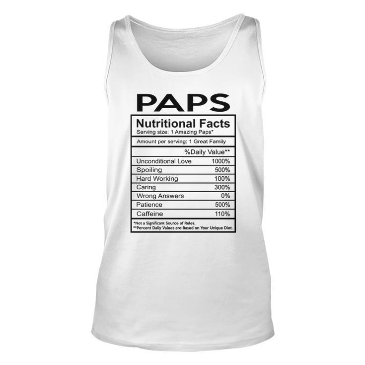 Paps Grandpa Gift   Paps Nutritional Facts Unisex Tank Top