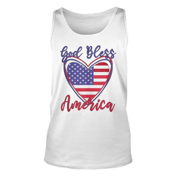 Patriotic 4Th Of July Heart For Women Cute God Bless America  Unisex Tank Top