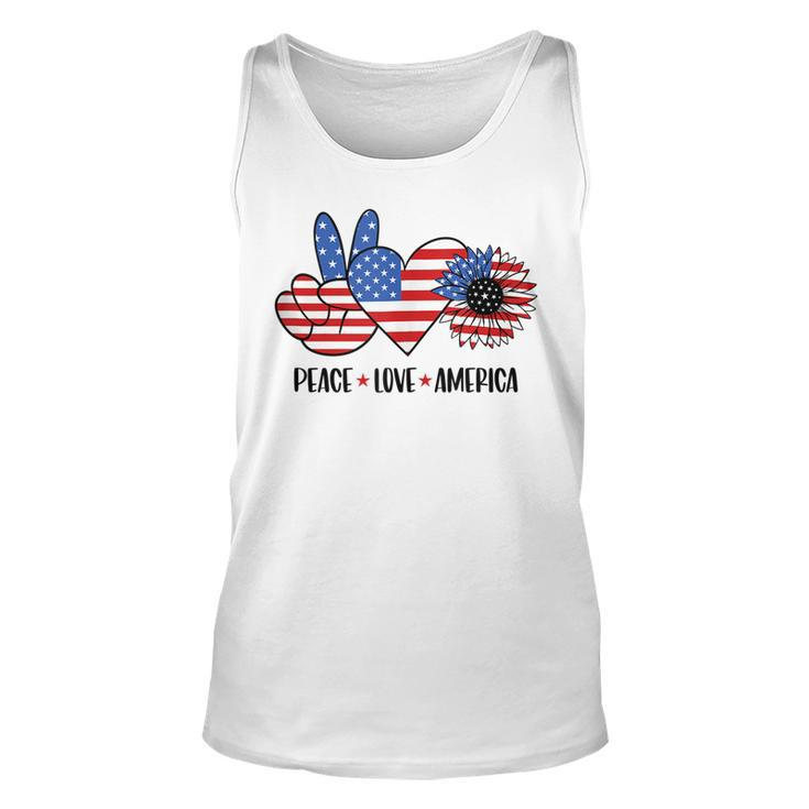 Patriotic 4Th Of July Peace Love America  Unisex Tank Top