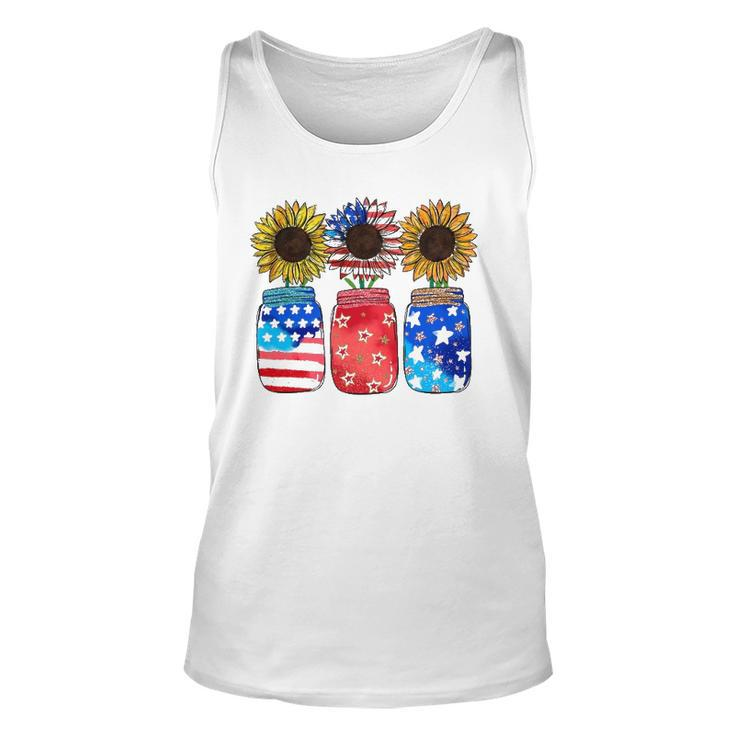 Patriotic Jar Sunflower American Flag Funny 4Th Of July Unisex Tank Top