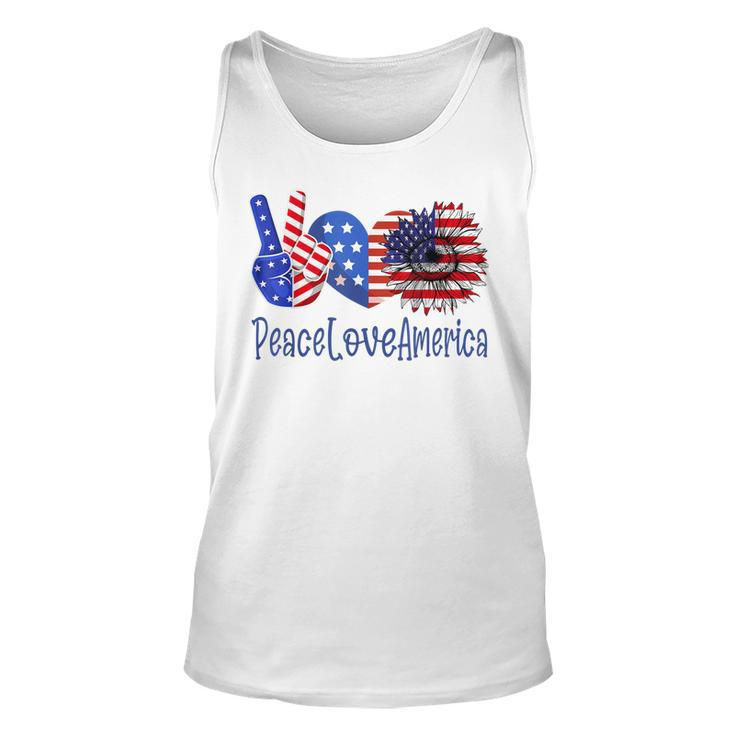 Peace Love America 4Th July Patriotic Sunflower Heart Sign  V3 Unisex Tank Top