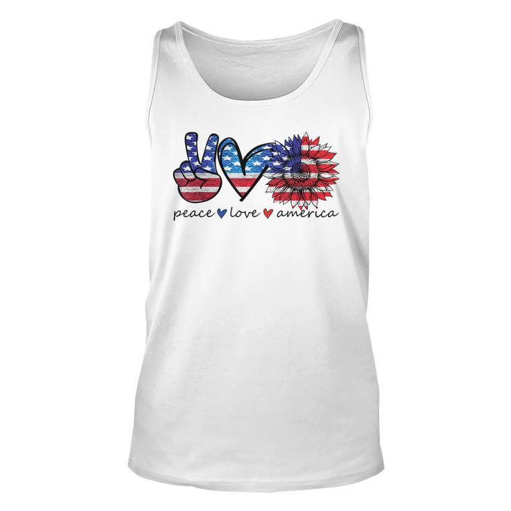 Peace Love America Flag Sunflower 4Th Of July Memorial Day  Unisex Tank Top