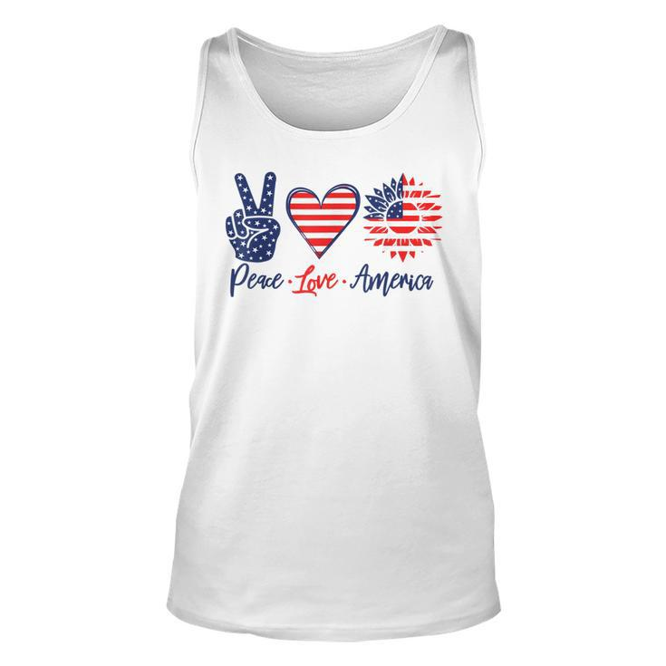 Peace Love America Sunflower Funny 4Th Of July Fireworks  Unisex Tank Top
