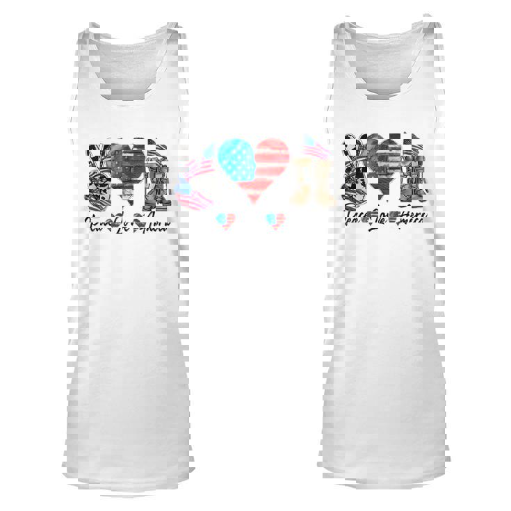 Peace Love America Vintage 4Th Of July Western America Flag  Unisex Tank Top