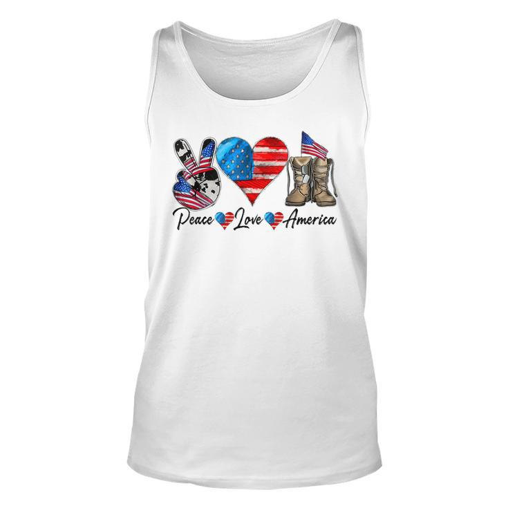 Peace Love America Vintage 4Th Of July Western America Flag  Unisex Tank Top