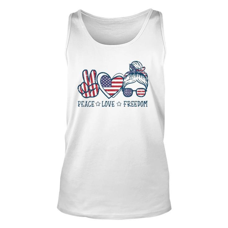 Peace Love Freedom American Flag 4Th Of July Patriot Women Unisex Tank Top