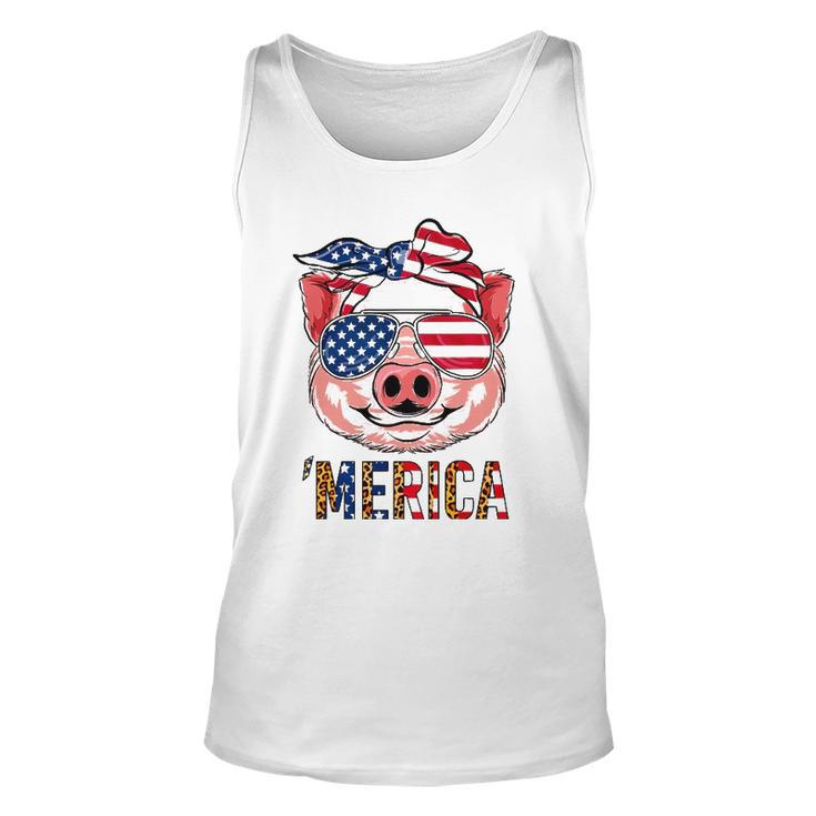 Pig Merica 4Th Of July American Flag Leopard Girls Kid Tank Top