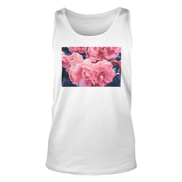 Pink Roses In Garden Unisex Tank Top