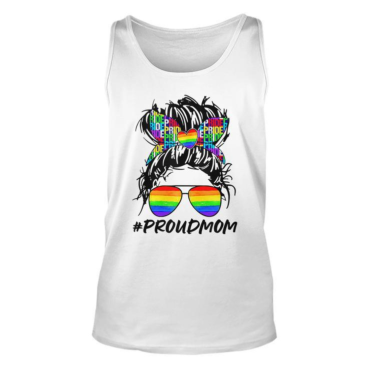 Proud Mom Lgbt  Gay Pride Messy Bun Rainbow Lgbtq  Unisex Tank Top