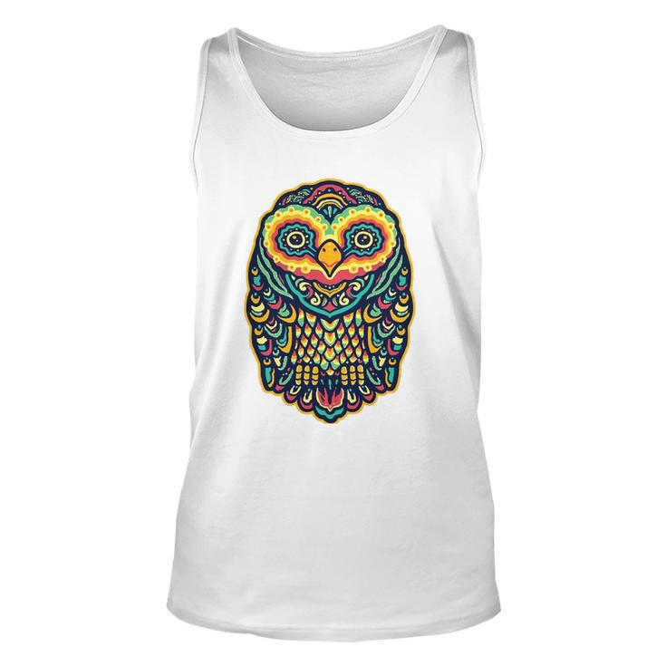 Psychedelic Owl Art Trippy Colors Colorful Rave Party Bird Unisex Tank Top