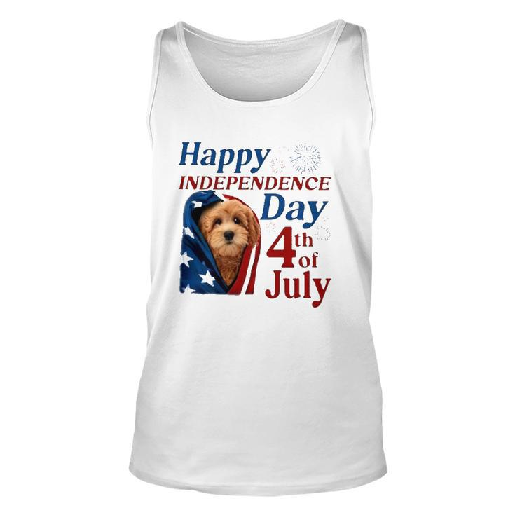 Red Goldendoodle Happy Independence Day 4Th Of July American Flag Tank Top