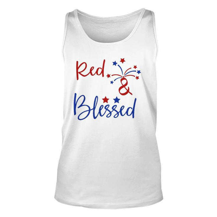 Red White Blessed  4Th Of July Cute Patriotic America Unisex Tank Top