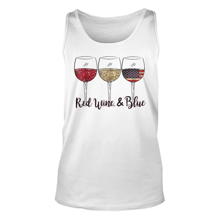 Red Wine & Blue 4Th Of July Wine Red White Blue Wine Glasses  V4 Unisex Tank Top