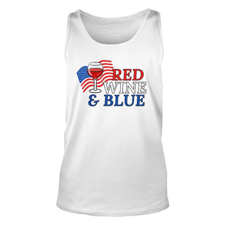 Red Wine & Blue Us Flag 4Th Of July Unisex Tank Top