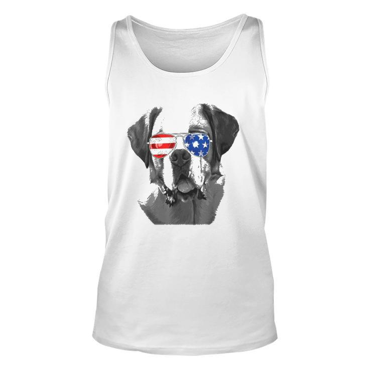 Saint Bernard Dog Sunglasses Flag American 4Th Of July Tank Top